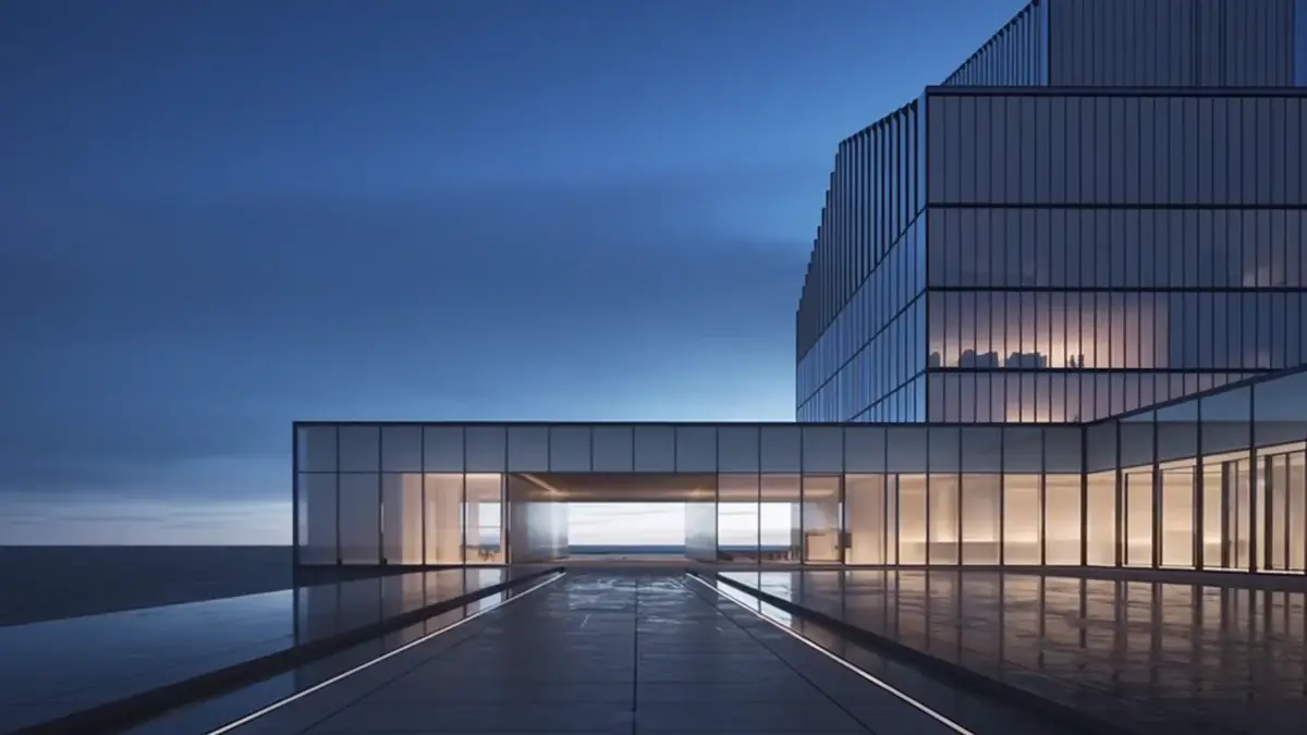 Loop cinematográfico com atmosfera patrimonial e oceano noturno.